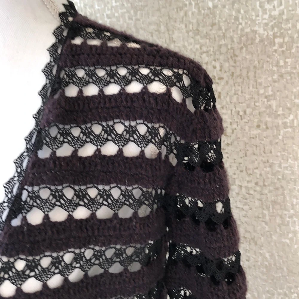CHANEL cashmere black purple sweater 42